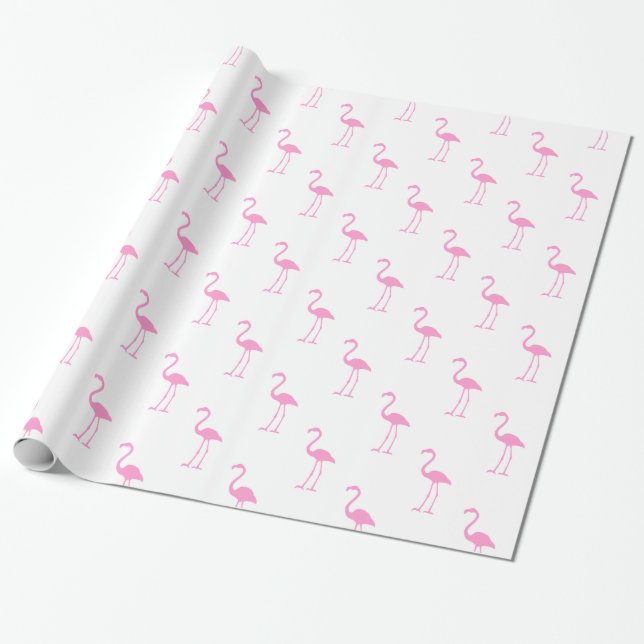 Vitt och Rosa Flamingo Mönster Presentpapper (Utrullad)