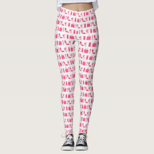 Vitt och rosa giftigt sak-design leggings