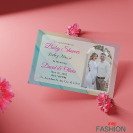 Vitt och Rosa, klassiskt färgat babyskuvar Inbjudningar