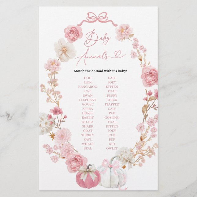 Vitt och Rosa Little Pumpkin Baby djur Game (Framsida)