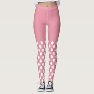 Vitt och Rosa Polka dots Leggings