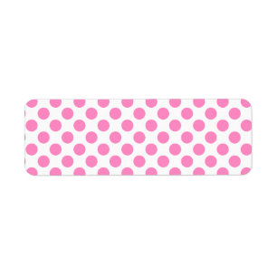 Vitt och Rosa Polka dots Returadress Etikett