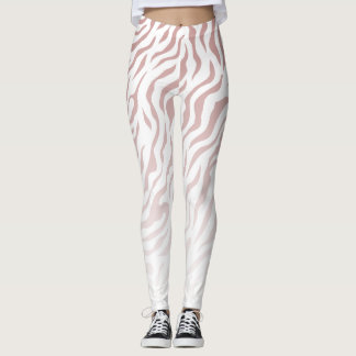 Vitt och Rosa Zebra ränder: Snyggt Leggings