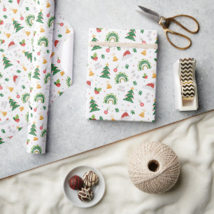 Vitt och rött lugg God jul Presentpapper