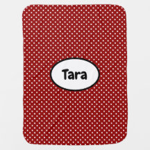 Vitt och rött polka, babyblankett i Ull