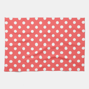 Vitt och rött Polka dots, polka, polka, punkt Ap Kökshandduk