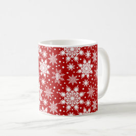 Vitt och rött Snöflingor utan sjölösa Mönster Kaffemugg