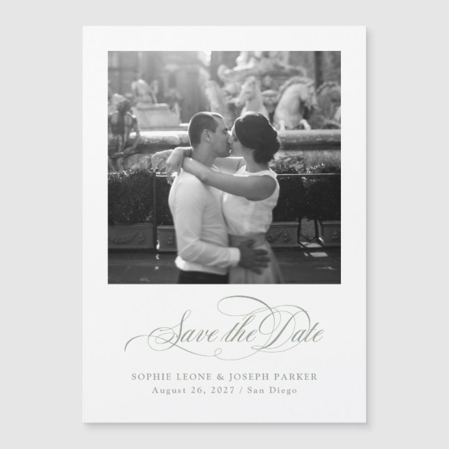 Vitt och sålt | Italienska Elegance Save the Date Magnetisk Inbjudningskort (Framsida)