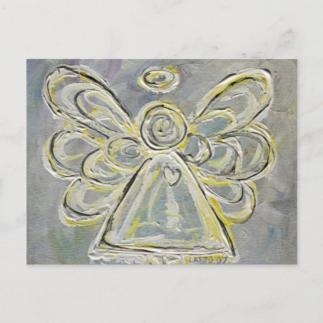 Vitt och Silver Guardian Light Angel vycard Vykort (Framsida)