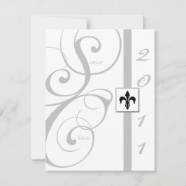 Vitt och Silver Rulla Ribbon Studenten Inbjudningar