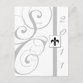 Vitt och Silver Rulla Ribbon Studenten Inbjudningar