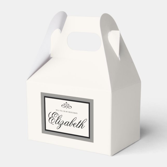 Vitt och svart bröllopsförmånslåda presentaskar (Framsidan Sidan)
