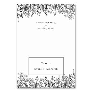 Vitt och svart, grönt, mappat monteringskort bordsnummer