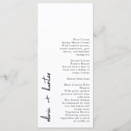 Vitt och svart minimalistiskt handskrivet menykort meny