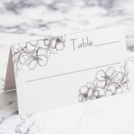 Vitt och svart monteringskort för Blommigt av kont Placeringskort