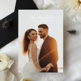 Vitt och svart Premium Classic Calligraphy Photo Spara Datumet