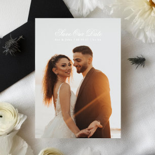 Vitt och svart Premium Classic Calligraphy Photo Spara Datumet