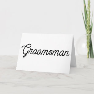 Vitt och svart skript Groomsman Kort