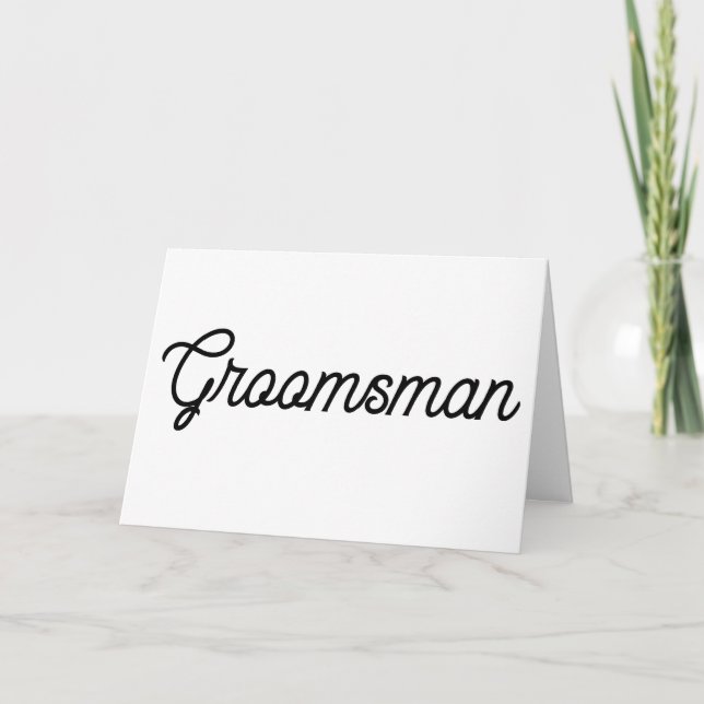 Vitt och svart skript Groomsman Kort (Framsida)