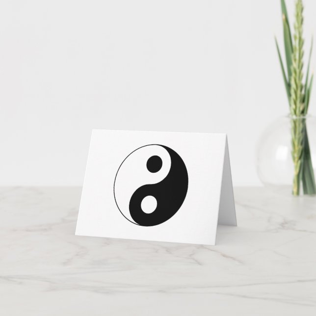 Vitt och svart Yin och Yang-symbol Tack Kort (Framsida)