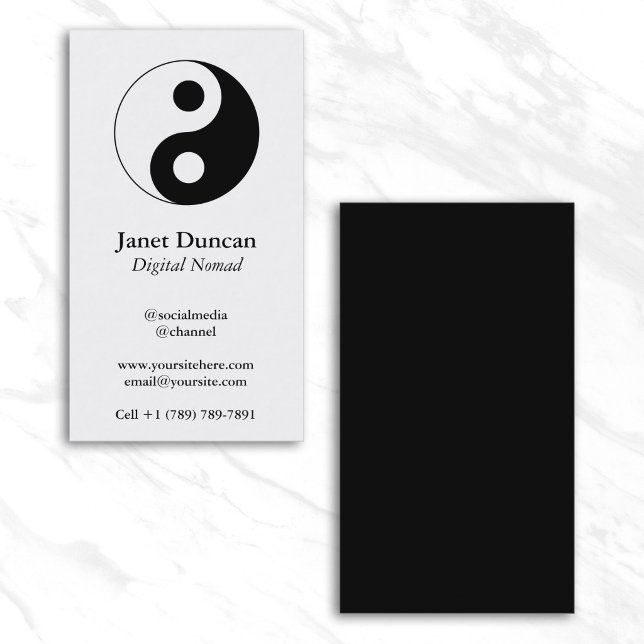 Vitt och svart Yin och Yang-symbol Visitkort (White and Black Yin and Yang Symbol Business Card)