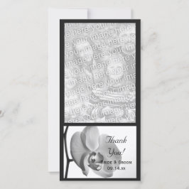 Vitt orchid Bröllop-fotokort för Tack