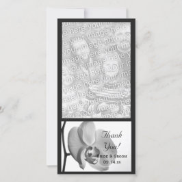Vitt orchid Bröllop-fotokort för Tack Kort