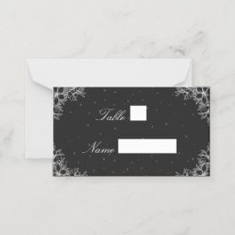 Vitt ornerat Bröllop-platskort för Blommigt Placeringskort