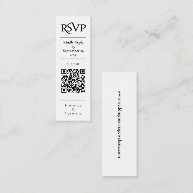 Vitt OSA QR-Bröllop-budgetenhetskort Mini Visitkort (Fram/baksida)