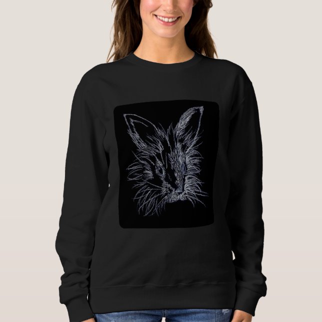 Vitt på Black Lionhead Bunny Porträtt T Shirt (Framsida)