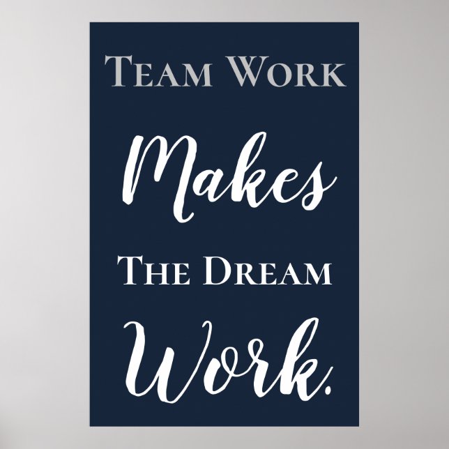 Vitt på Blue Teamwork gör att Dream-arbetet Poster (Framsidan)