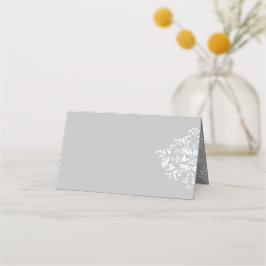 Vitt på Grått elegant Damask Blank Place Cards Placeringskort