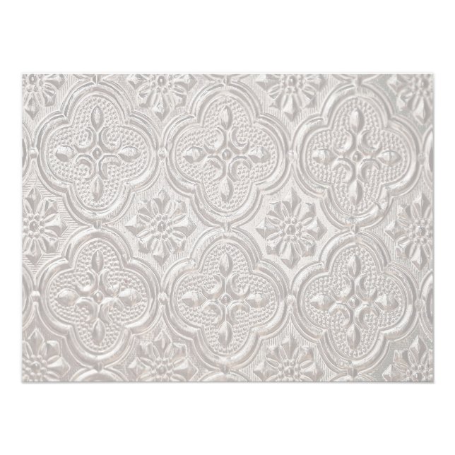 Vitt på vitt Blommönster Fototryck (Framsidan)