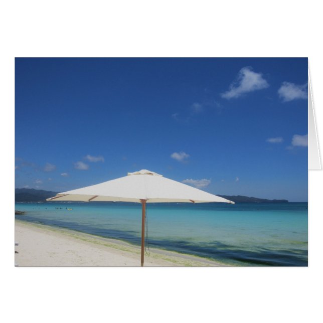 vitt paraply hälsningskort (Framsidan Horizontal)