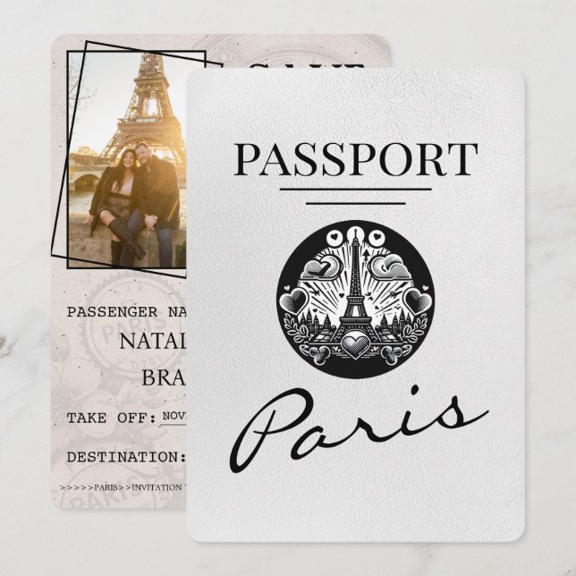 Vitt Paris-pass Spara datum Datumet (Fram/baksida)