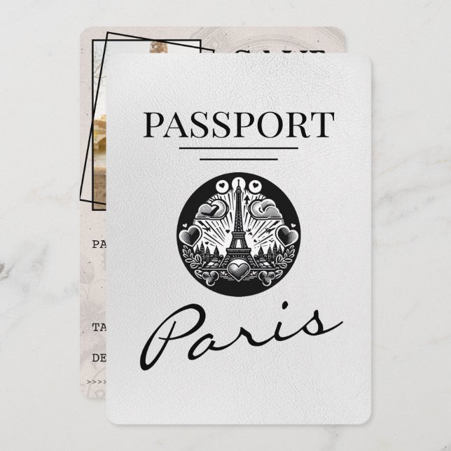 Vitt Paris-pass Spara datum Spara Datumet (Fram/baksida)
