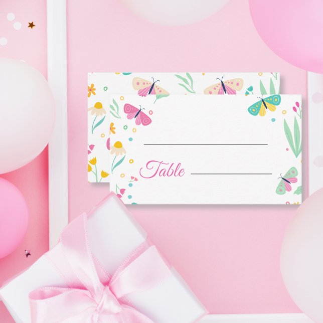 Vitt Pastel Butterfly Girl's Garden Place Placeringskort (Skapare uppladdad)