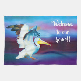 Vitt pelikankökshandduk kökshandduk