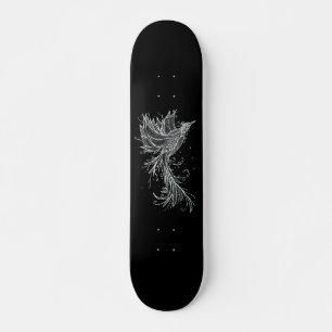 Vitt Phoenix på svart Mini Skateboard Bräda 18,5 Cm