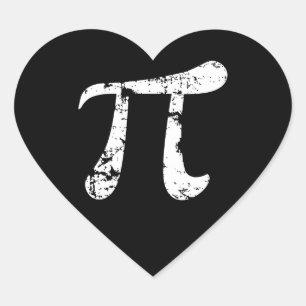 Vitt Pi-symbol med grungeeffekt Hjärtformat Klistermärke