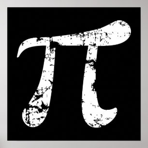 Vitt Pi-symbol med grungeeffekt Poster