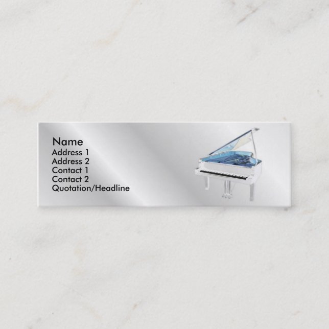 Vitt pianoprofilkort mini visitkort (Framsida)