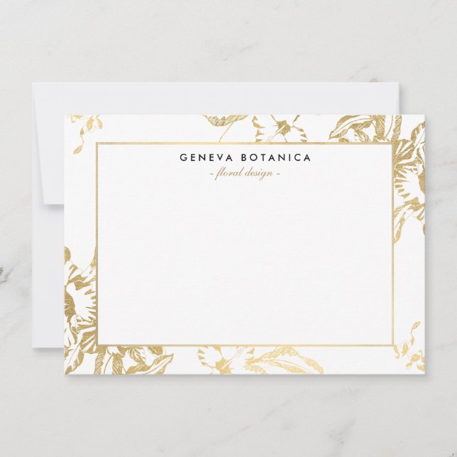 Vitt platt anteckningskort för Blommönstret vintag (Framsida)