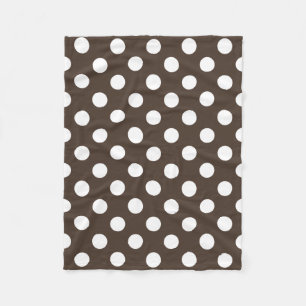 Vitt polka dots på brunt fleecefilt