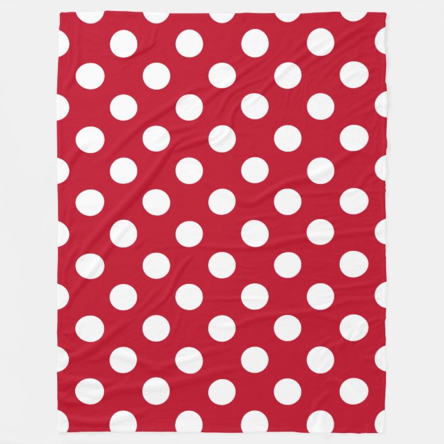 Vitt polka dots på rött fleecefilt (Framsidan)
