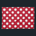 Vitt polka dots på rött kökshandduk<br><div class="desc">Vitt polka dots på rött</div>