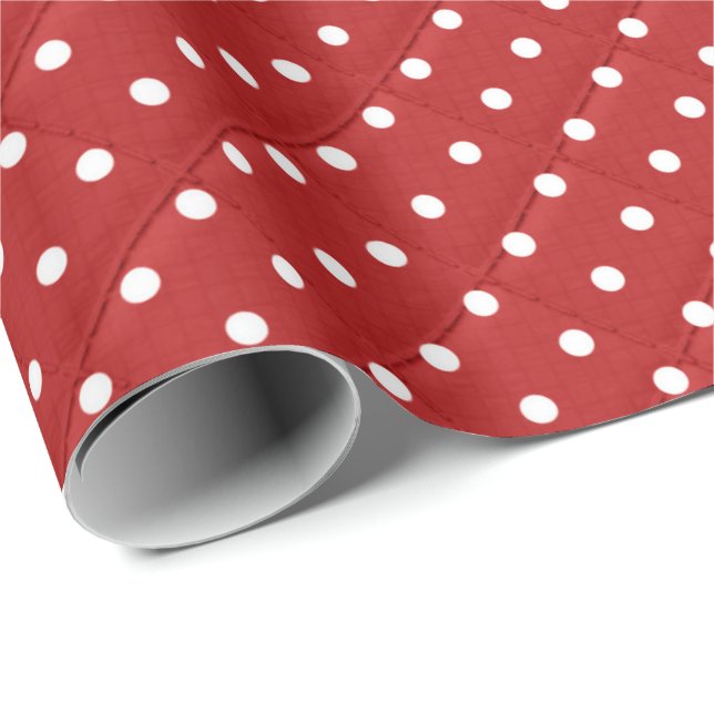 vitt polka dots på rött presentpapper (Rullad Hörn)