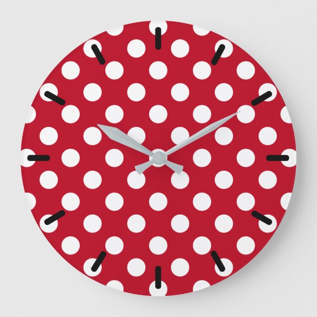 Vitt polka dots på rött stor klocka (Framsida)