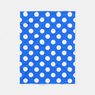 Vitt polka dots på royal blått fleecefilt