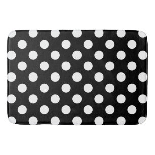 Vitt polka dots på svart badrumsmatta